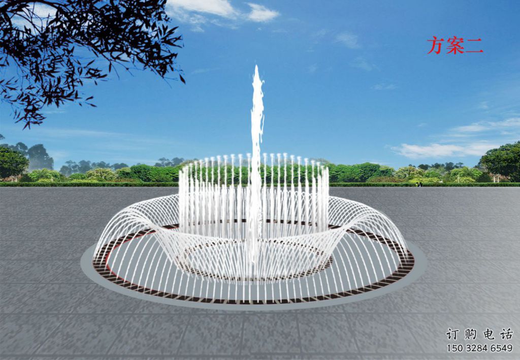選用噴泉雕塑，燈光數(shù)控效果，公園廣場大型噴泉雕塑