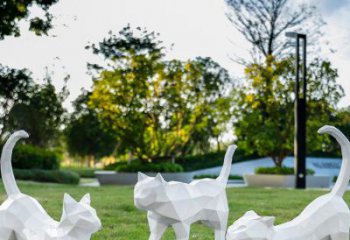 操場(chǎng)小貓咪雕塑廠(chǎng)家，公園主題，幾何工藝