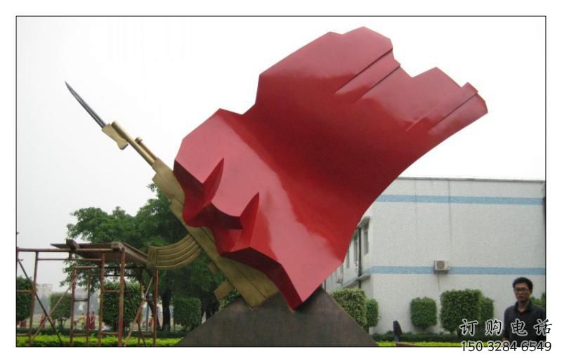 預用校園紅旗雕塑廠，拉絲黨建雕塑，抽象主題