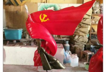 通用紅旗雕塑廠家，革命黨建雕塑，黨建擺件