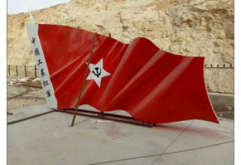 指用景區(qū)紅旗雕塑，戶外革命雕塑，鐵藝材質(zhì)