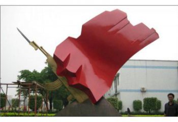 預(yù)用校園紅旗雕塑廠，拉絲黨建雕塑，抽象主題