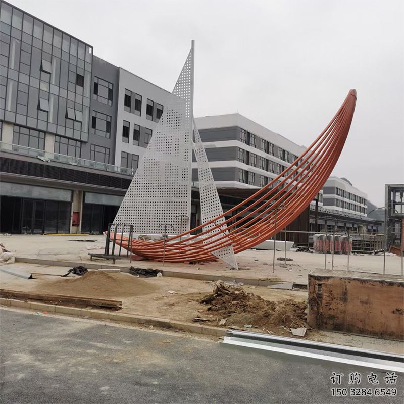 室內(nèi)帆船雕塑生產(chǎn)廠家，拉絲景觀雕塑，抽象效果
