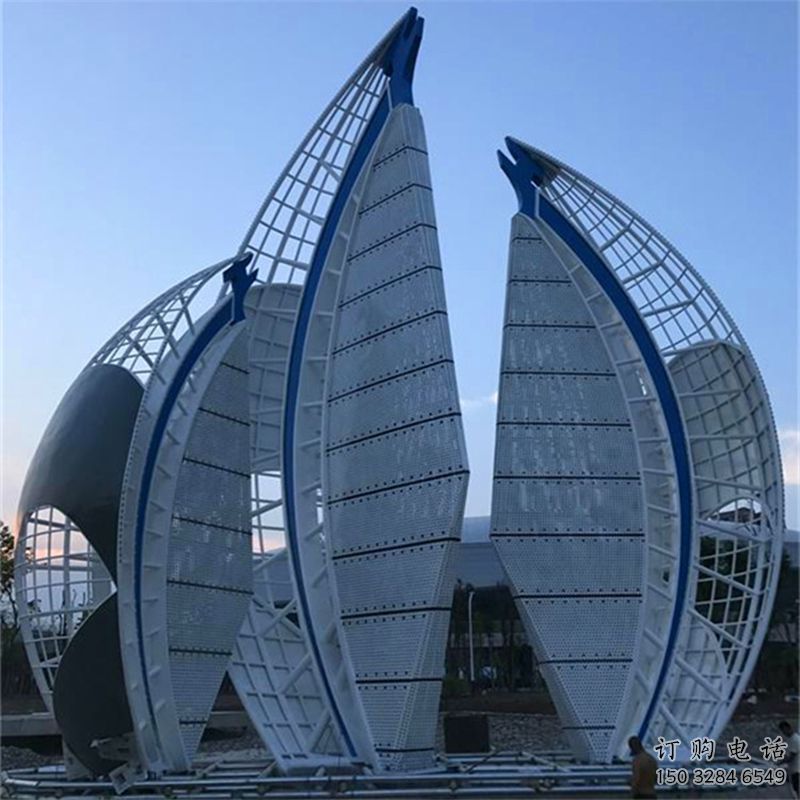 售樓部帆船雕塑廠家，噴砂發(fā)光雕塑，烤漆題材