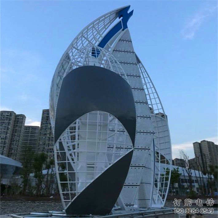 廣場帆船雕塑生產(chǎn)商，抽象水景雕塑，抽象效果