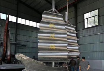 景區(qū)帆船雕塑常用，鍍金歐式雕塑，鐵藝材質(zhì)
