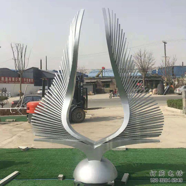 大型翅膀雕塑廠家，鍍銅景觀雕塑，鏡面工藝