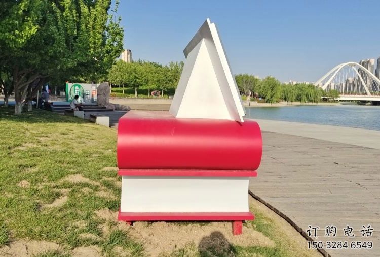 書雕塑廠家，重疊造型結(jié)構(gòu)，公園戶外不銹鋼雕塑 (10)
