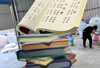 書雕塑廠家，重疊造型結(jié)構(gòu)，公園戶外不銹鋼雕塑 (6)