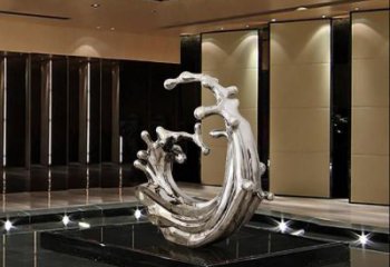 房地產浪花雕塑廠家制作 現(xiàn)代海浪雕塑 幾何波浪雕塑
