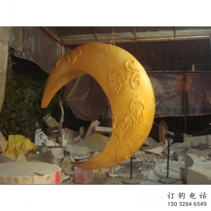 景區(qū)月亮雕塑加工廠家，鍍金歐式雕塑，鐵藝材質(zhì)