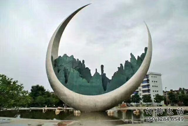 農(nóng)村月亮雕塑制造商，鏤空景觀雕塑，抽象效果