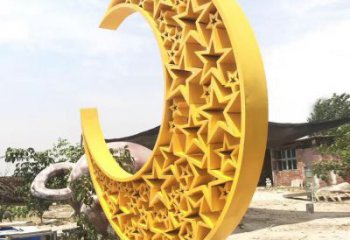 步行街月亮雕塑廠家，鍛造景觀雕塑，鏤空方式
