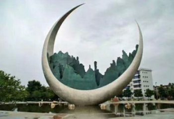 農(nóng)村月亮雕塑制造商，鏤空景觀雕塑，抽象效果