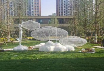 大型云梯雕塑制作廠家 鍛造發(fā)光梯子雕塑 房地產云朵雕塑
