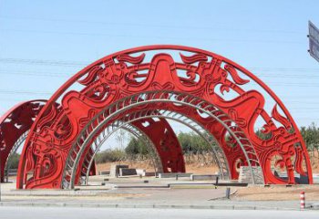 拱門雕塑生產(chǎn)，鏤空烤漆工藝，不銹鋼拱門雕塑廠家