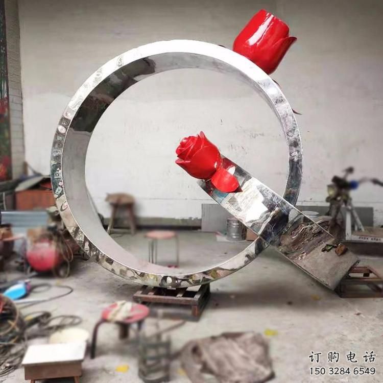 承接標識指環(huán)雕塑 烤漆大型標識雕塑 酒店戒指環(huán)雕塑