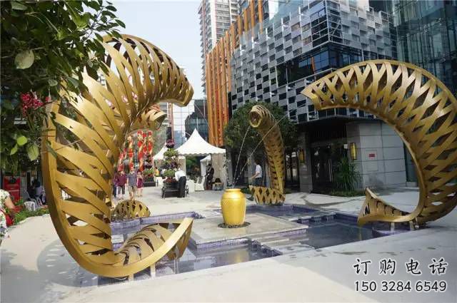 鏤空魚噴泉雕塑，噴水形式設(shè)計(jì)，地面旱泉雕塑小品
