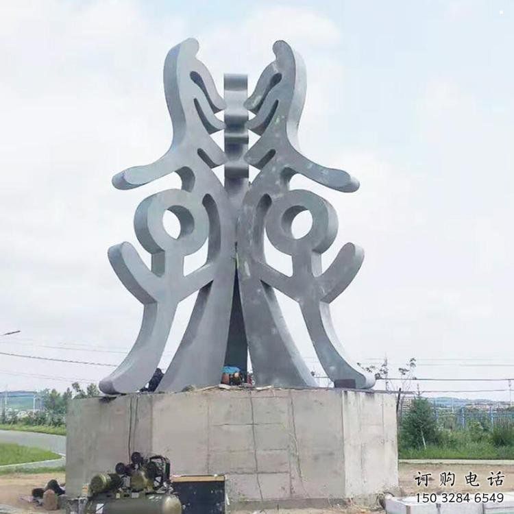 古文字雕塑訂做廠家，景區(qū)雕塑，烤漆不銹鋼古文字雕塑