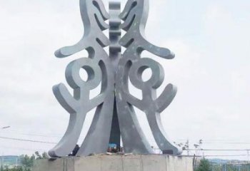 古文字雕塑訂做廠家，景區(qū)雕塑，烤漆不銹鋼古文字雕塑