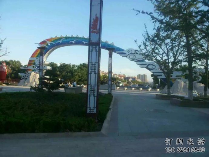 祥云拱門雕塑，廣場藝術(shù)建筑，不銹鋼祥云拱門雕塑