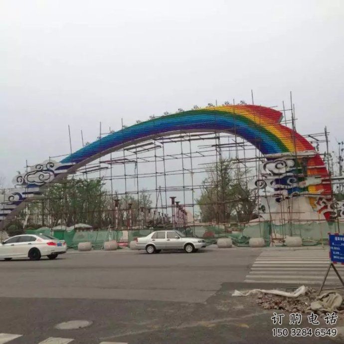 祥云大門雕塑，城市地標(biāo)建筑，不銹鋼祥云大門雕塑