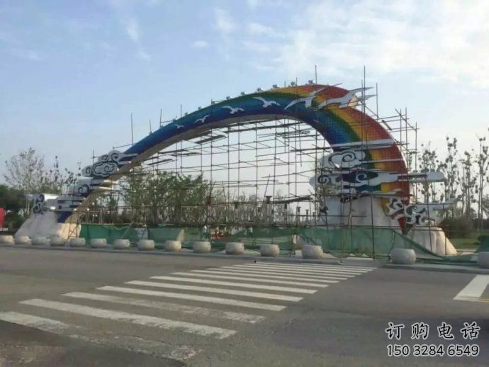 云朵大雁大門雕塑，地域形象美陳，烤漆工藝制作