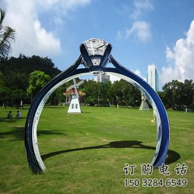 戒指大門(mén)雕塑，現(xiàn)代景觀小品，不銹鋼戒指拱門(mén)雕塑