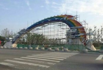 云朵大雁大門雕塑，地域形象美陳，烤漆工藝制作