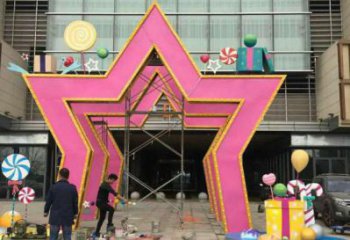 五角星門套雕塑，美陳藝術(shù)概念，不銹鋼大門雕塑展示