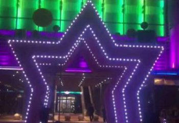 五角星門頭雕塑，燈光不銹鋼門頭雕塑