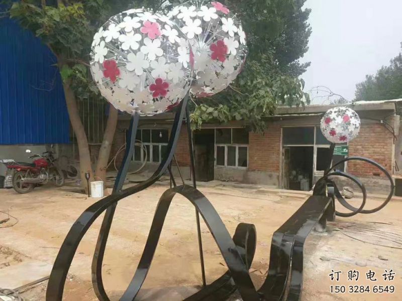蒲公英坐凳雕塑制作，幾何原理方案，烤漆坐凳雕塑