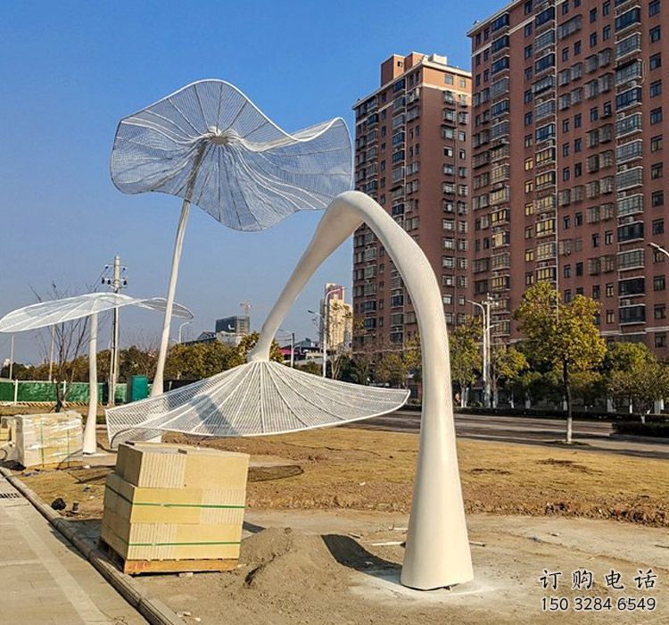 花傘廊架雕塑，不銹鋼廊架花雕塑