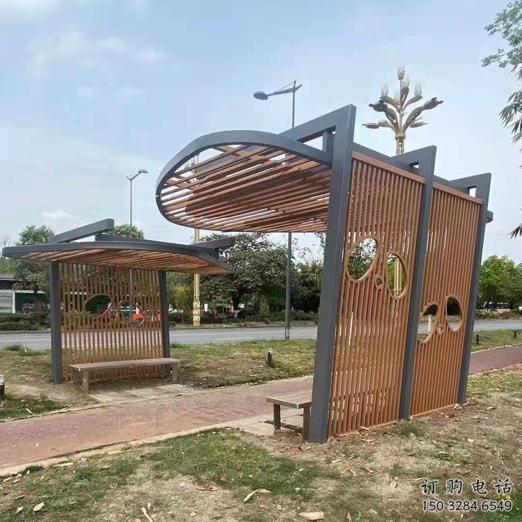 鏤空設(shè)計(jì)廊架，不銹鋼管結(jié)構(gòu)組合雕塑