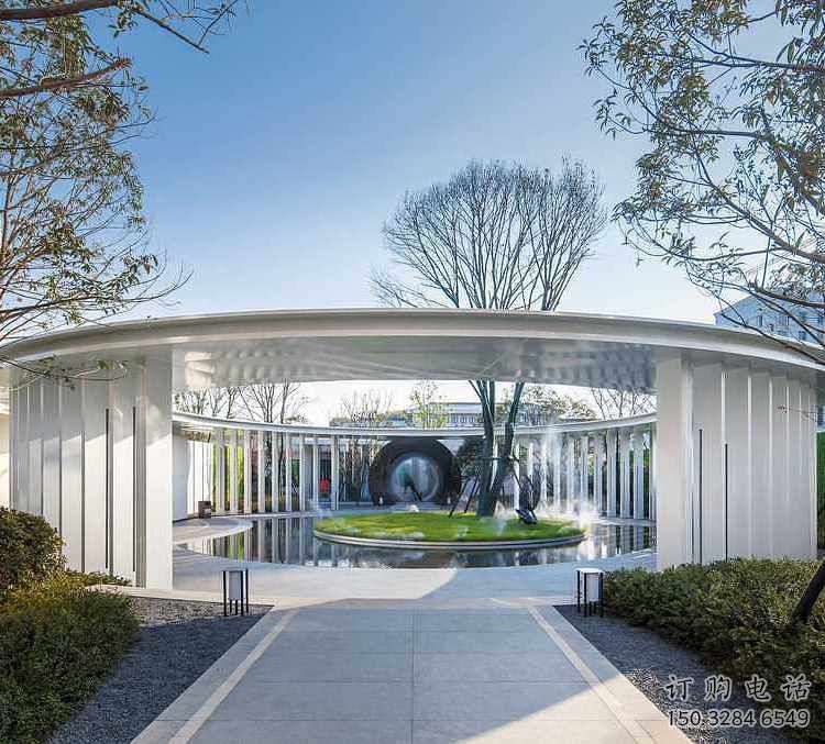 藝術(shù)型廊架雕塑，不銹鋼長廊雕塑