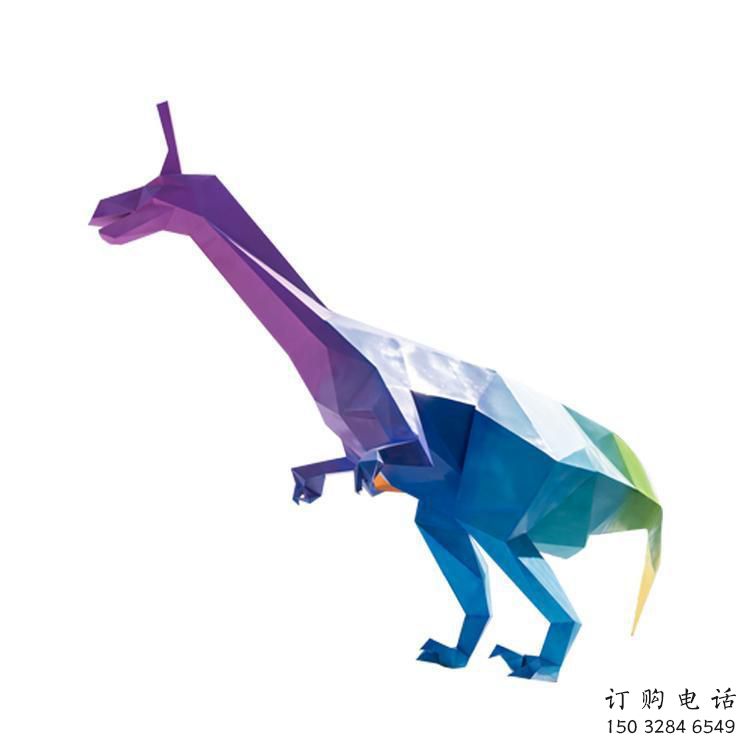 幾何恐龍雕塑精品，白鋼構件，別墅烤漆恐龍雕塑生產