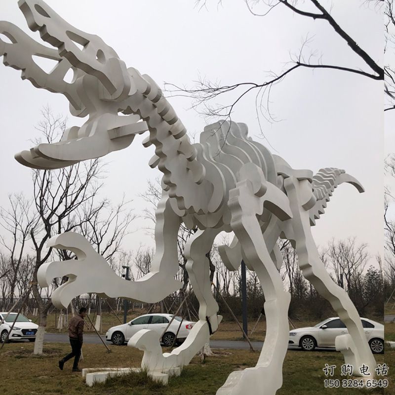 鏤空恐龍雕塑展品，金屬制作，恐龍骨架雕塑精品