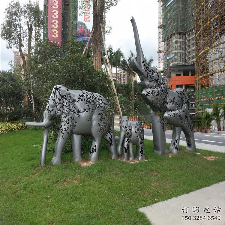 金屬大象雕塑制造，公園雕塑，鏡面大象雕塑展品