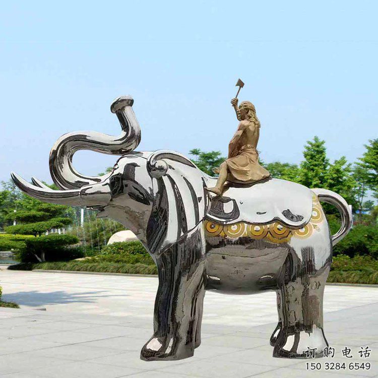 景觀大象雕塑工程選用，美陳雕塑，鏡面大象雕塑展示