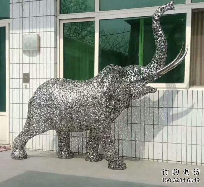 金屬大象雕塑選用，廣場雕塑，鏤空大象雕塑選用