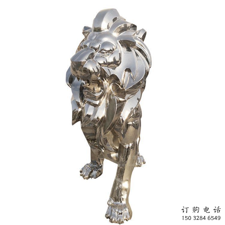 鏡面獅子雕塑承接，城市裝飾，大型不銹鋼獅子雕塑公司