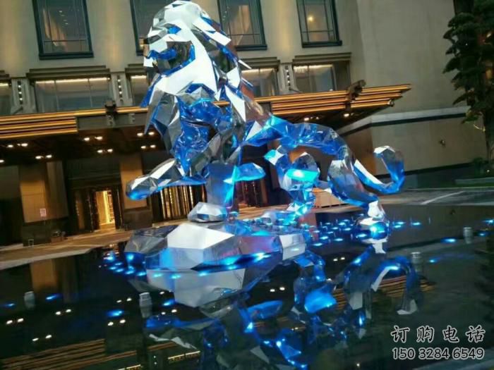 切面獅子雕塑通用，街景小品，不銹鋼獅子雕塑制造