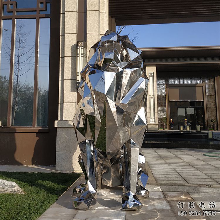 切面獅子雕塑造型供需，廣場(chǎng)雕塑，不銹鋼鏡面獅子雕塑選用