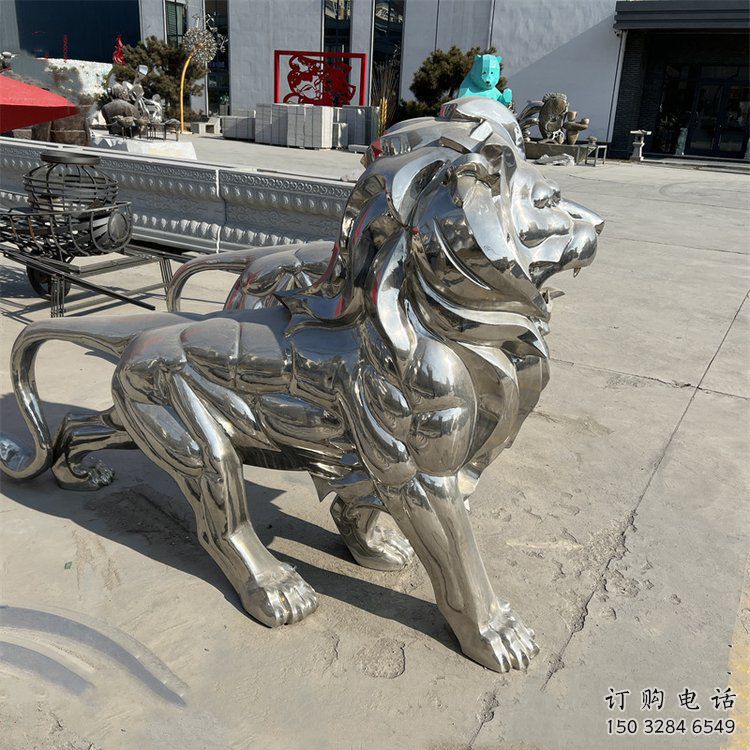 藝術(shù)獅子雕塑觀賞型，街景小品，不銹鋼獅子雕塑常用