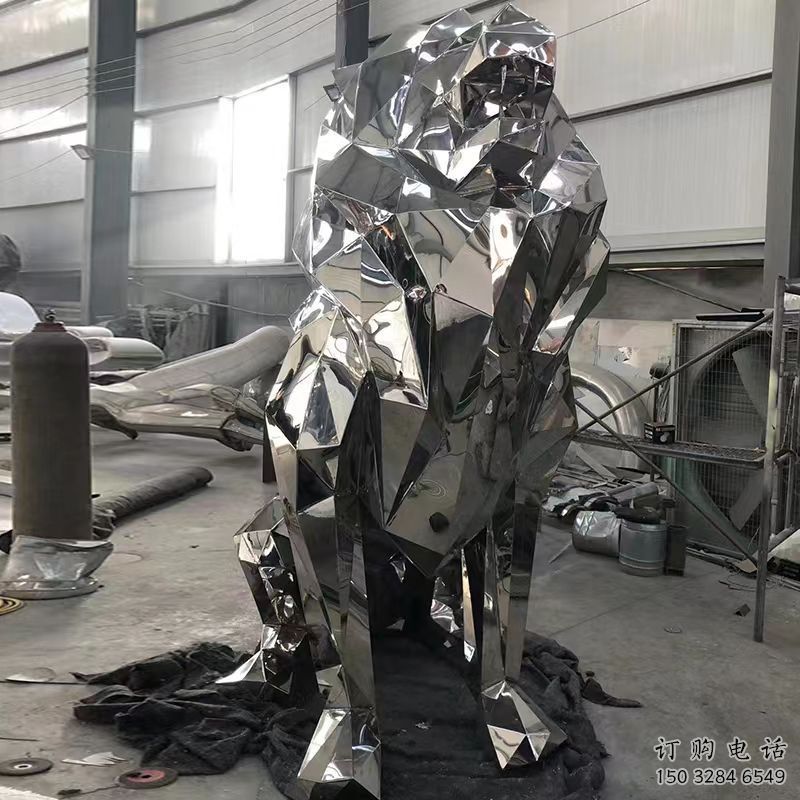 制造獅子雕塑，動(dòng)物擺件，鏡面不銹鋼獅子雕塑精選