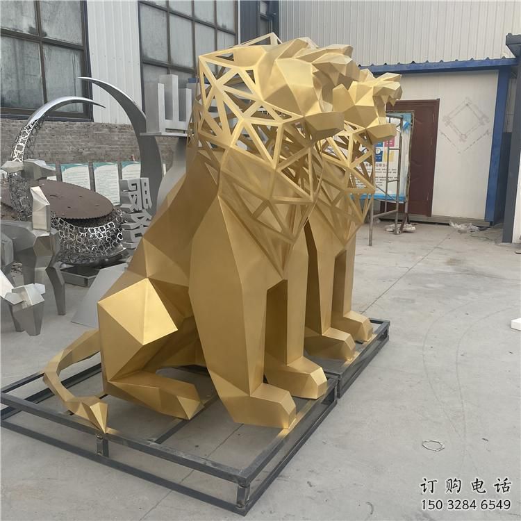 現(xiàn)代獅子雕塑定制，中式工藝，景觀不銹鋼獅子雕塑優(yōu)價(jià)