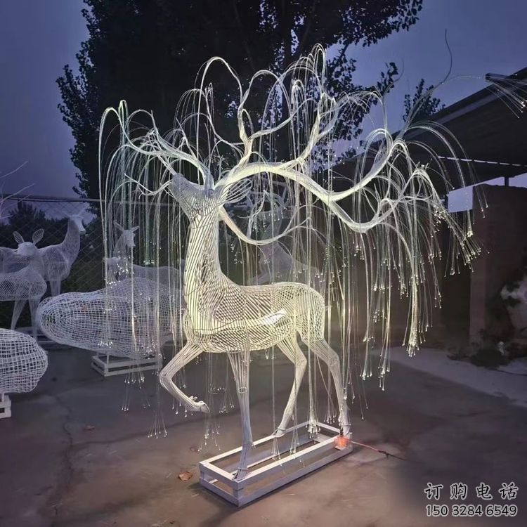 景觀梅花鹿雕塑工程，公園雕塑，燈光梅花鹿雕塑供求