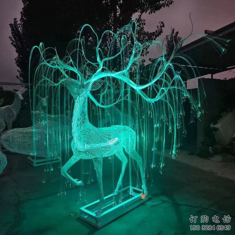 梅花鹿雕塑供應(yīng)，花園小品，酒店燈光梅花鹿雕塑展品