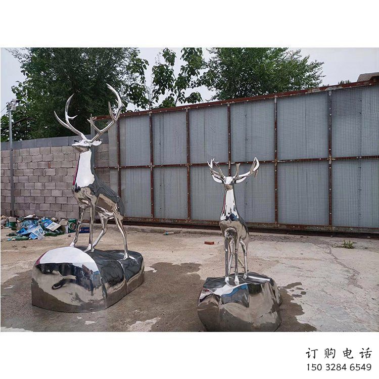 仿真小鹿雕塑精選，露天雕塑，不銹鋼鏡面小鹿雕塑訂做