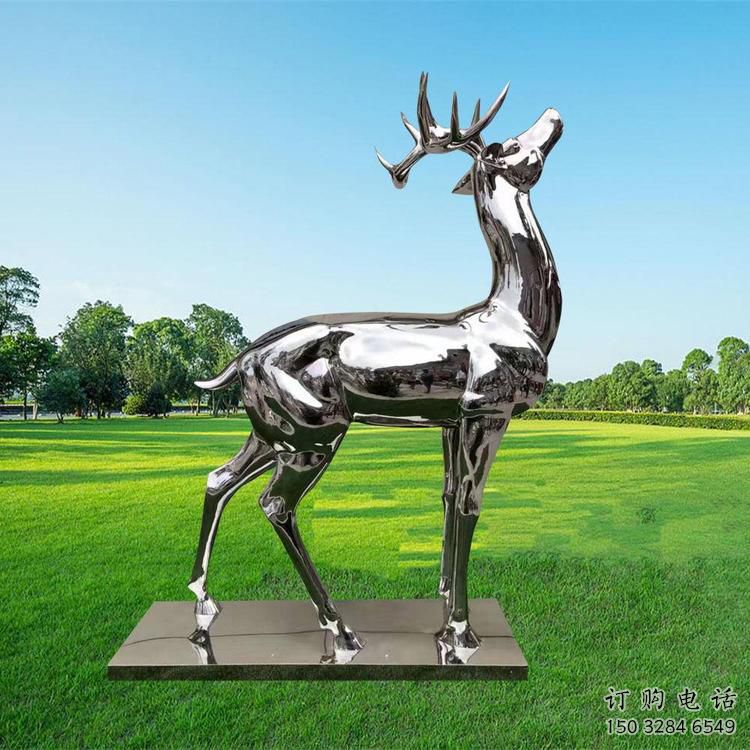 景觀小鹿雕塑供需，白鋼制作，大型鏡面小鹿雕塑公司